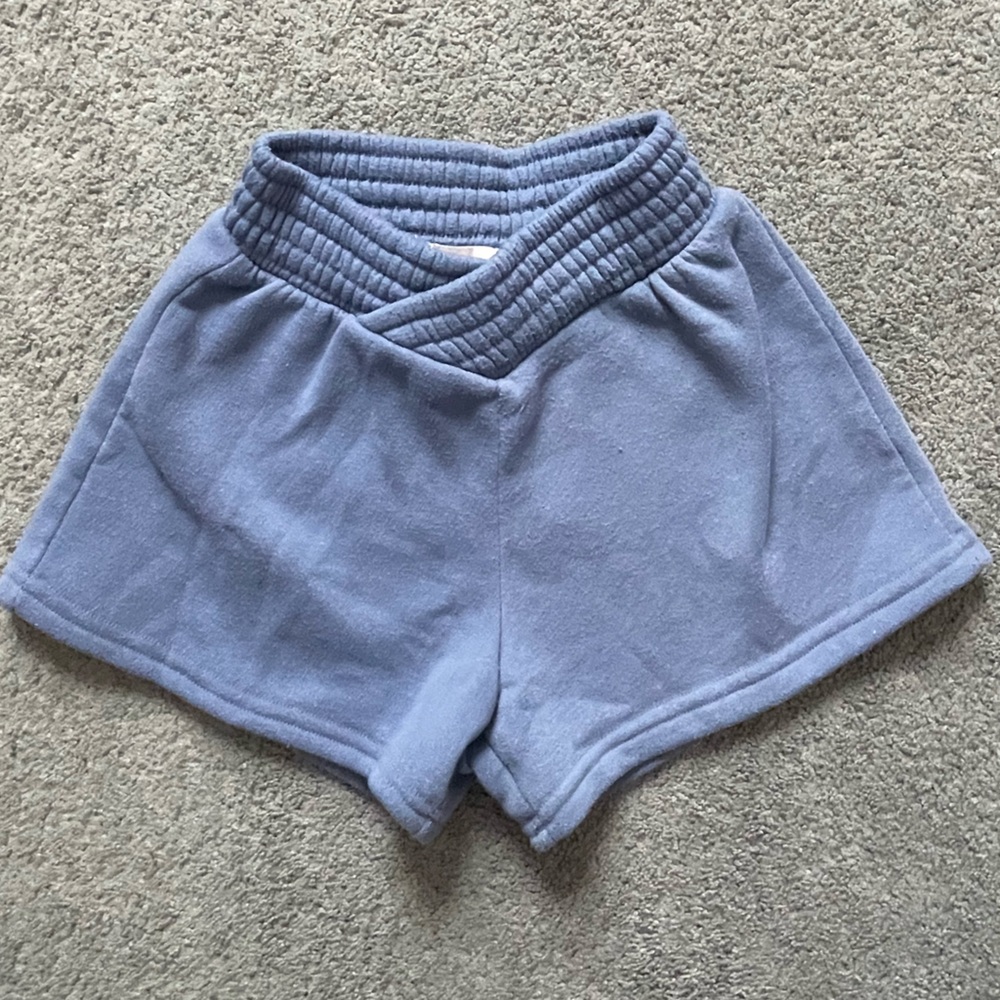 Blue warm crossover sleep shorts